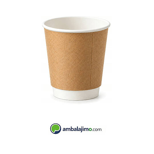 8 oz Kraft Double Wall Karton Bardak (Çift Katlı)
