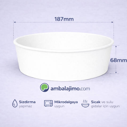 Beyaz Karton Salata Kasesi 1300cc (38 oz) - 2