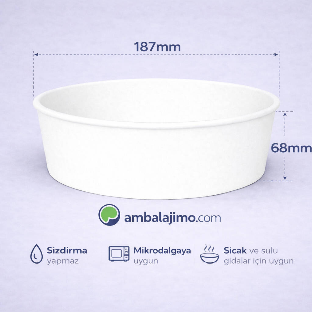 Beyaz Karton Salata Kasesi 1300cc (38 oz) - 2