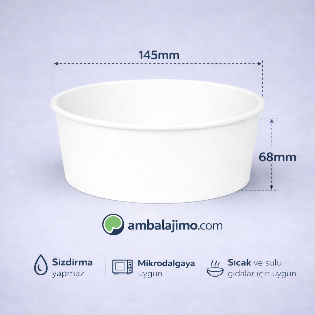 Beyaz Karton Salata Kasesi 750cc (26 oz) - 2
