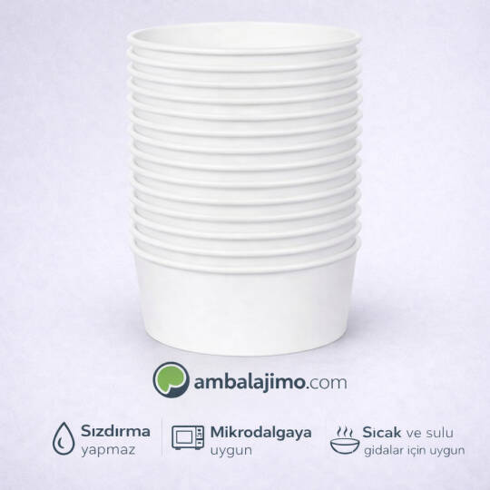 Beyaz Karton Salata Kasesi 750cc (26 oz) - 3
