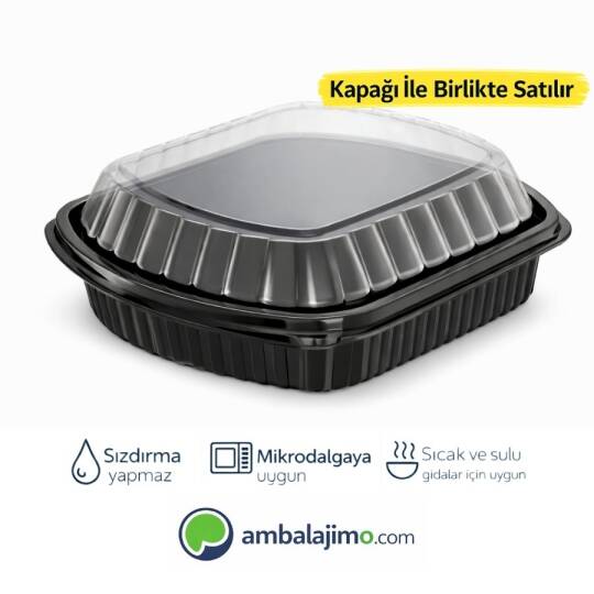Bölmesiz Mikrodalga Yemek Kabı + Kapak Seti