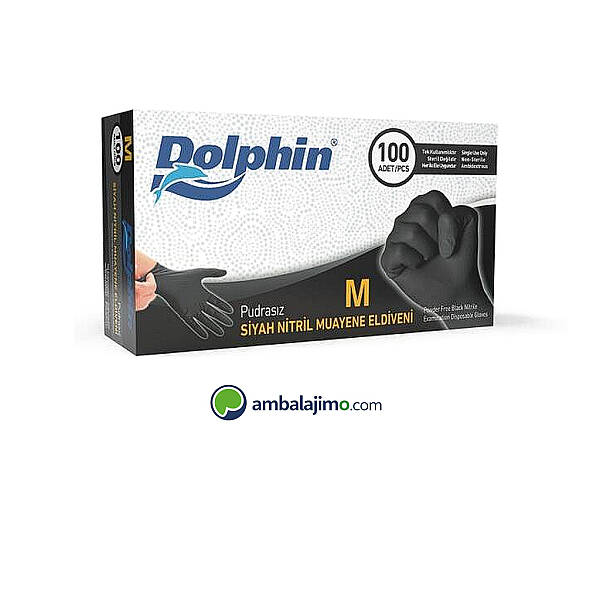 Dolphin Siyah Nitril Eldiven - M Beden - 1